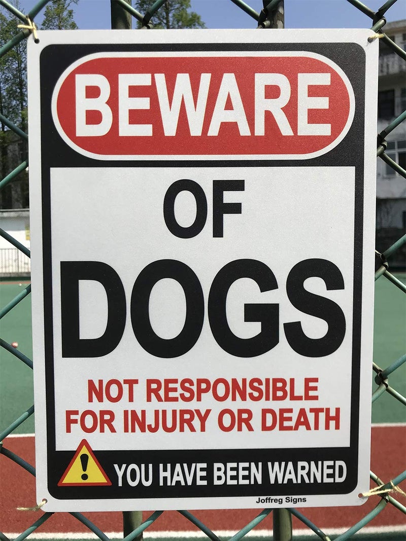 Joffreg Beware of Dog Sign,Dog Warning Sign,14 x 10 Inches,Reflective Aluminum,UV Printed,Weather Resistant,Waterproof,Durable Ink,Easy to Mount,Indoor Or Outdoor Use,2 Pack - Image 3